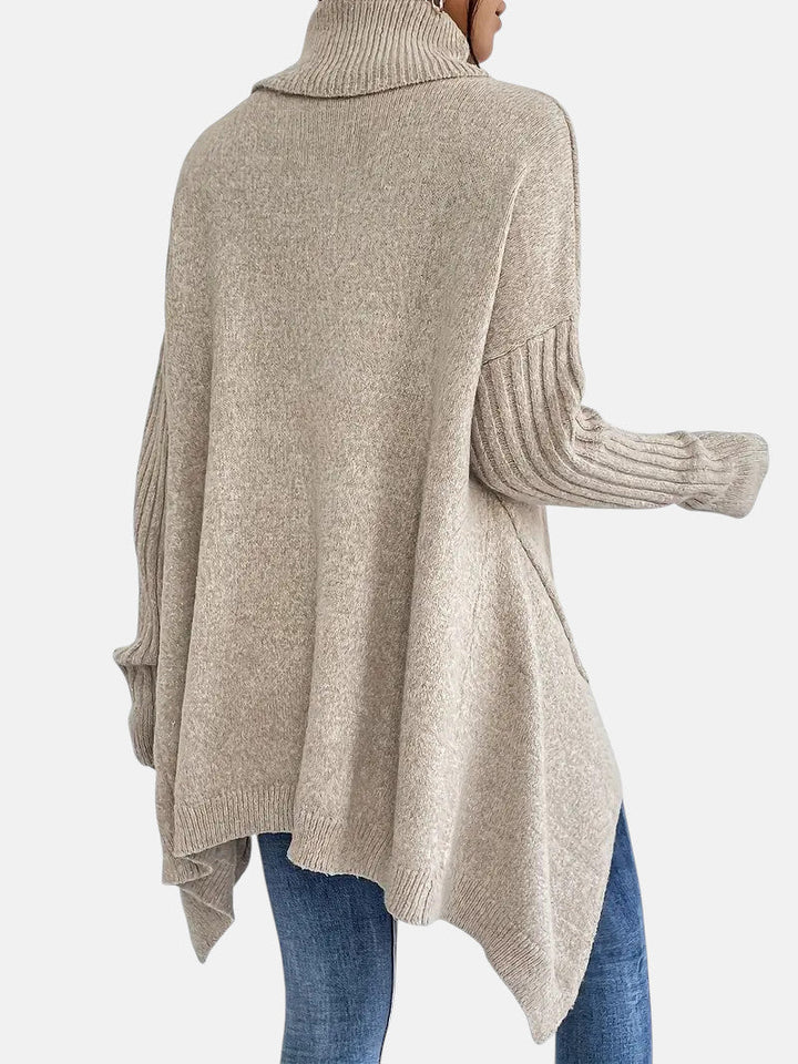 Women's Oversized Asymmetric Jumper with Roll Neck - photo 6
