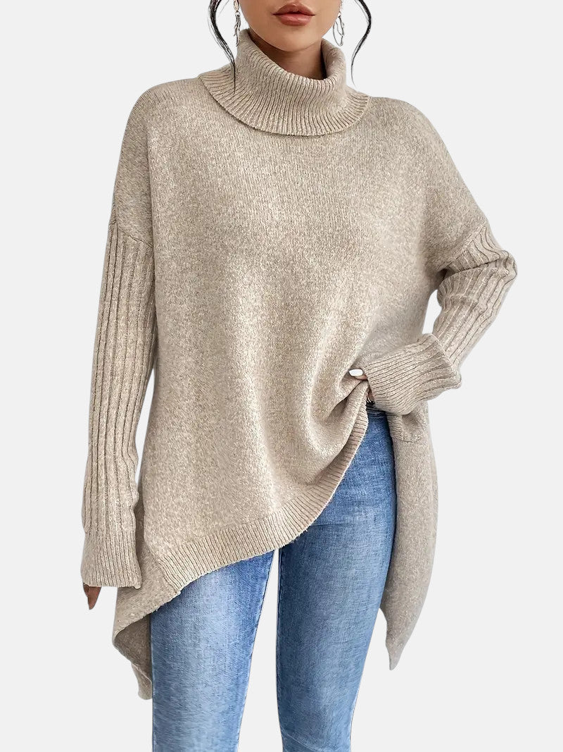 Women's Oversized Asymmetric Jumper with Roll Neck - photo 7