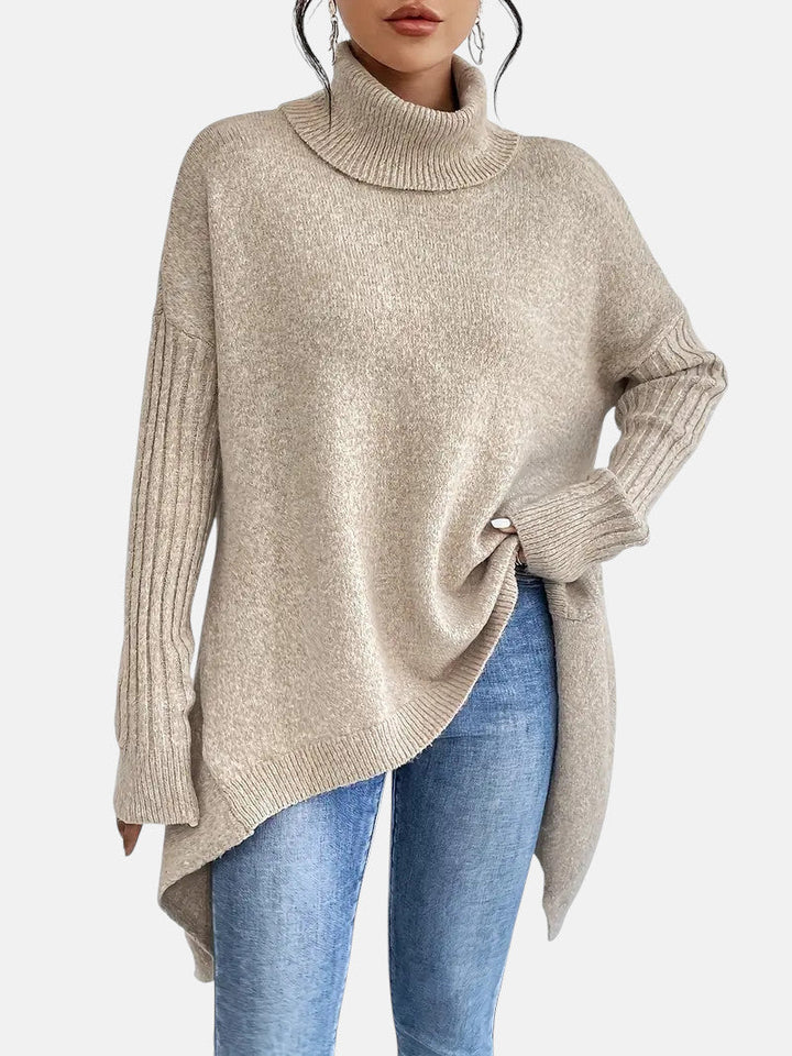 Women's Oversized Asymmetric Jumper with Roll Neck - photo 7