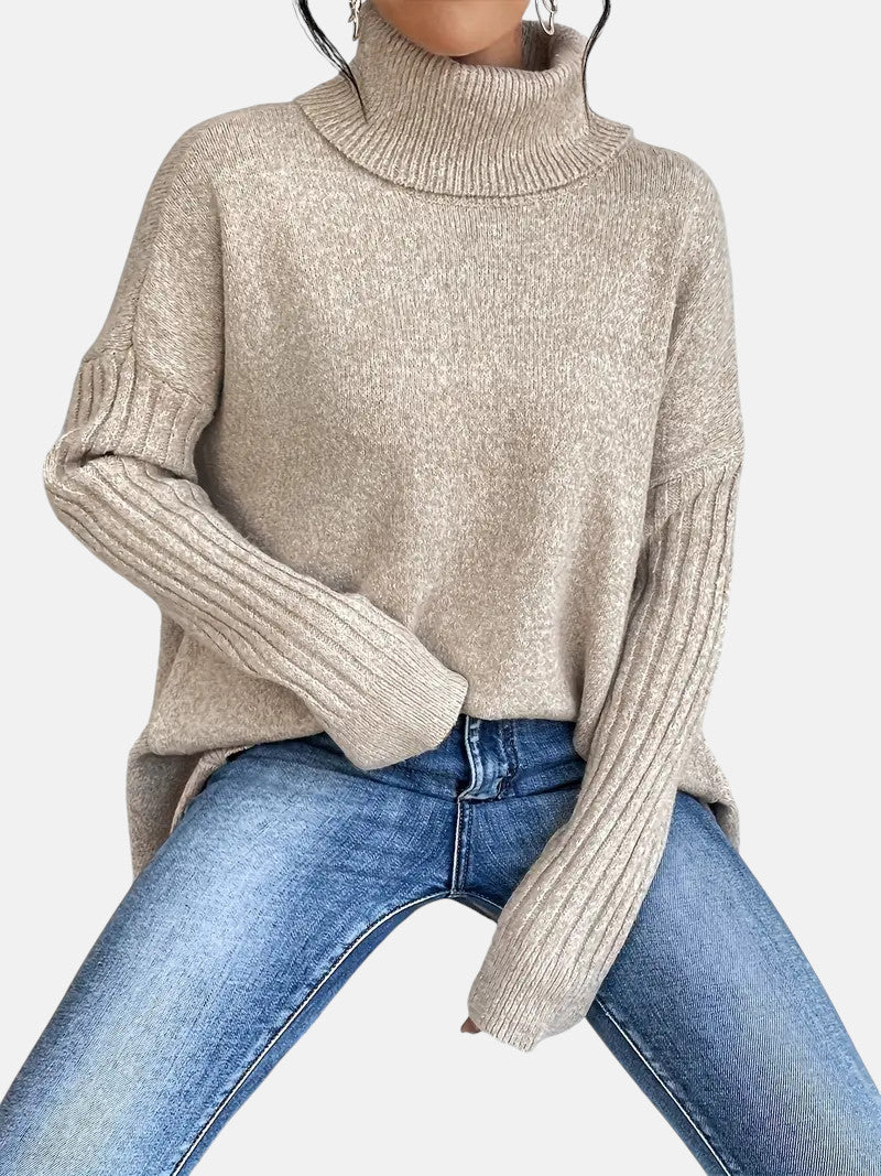 Women's Oversized Asymmetric Jumper with Roll Neck - photo 9