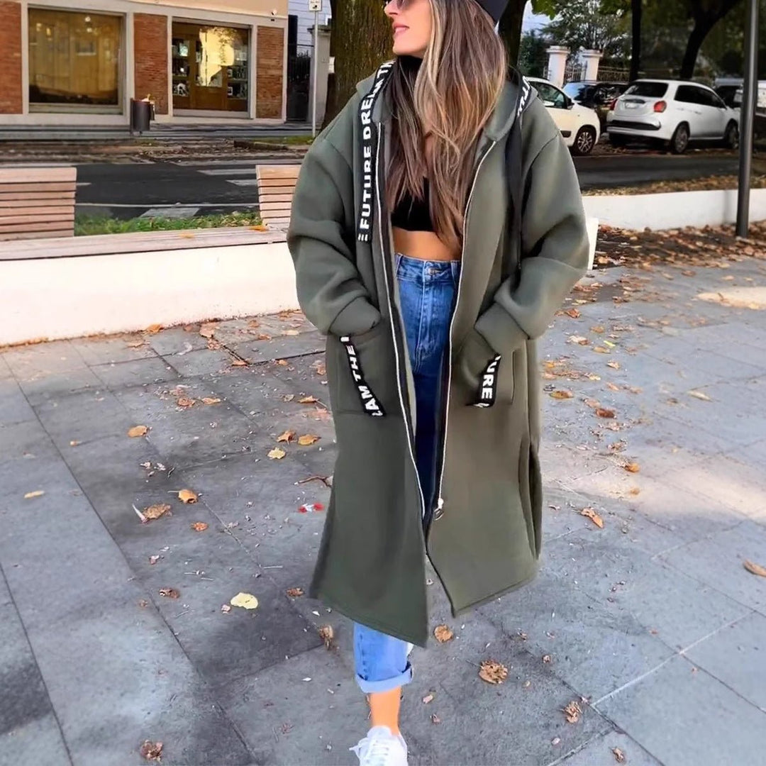 Women's Oversized Long Hooded Zip-up Coat - photo 5