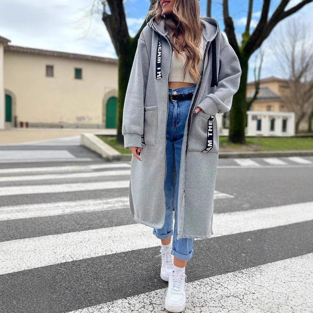 Women's Oversized Long Hooded Zip-up Coat - photo 6