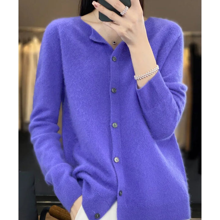 Women's Oversized Merino Wool Button-front Knit Cardigan - photo 3