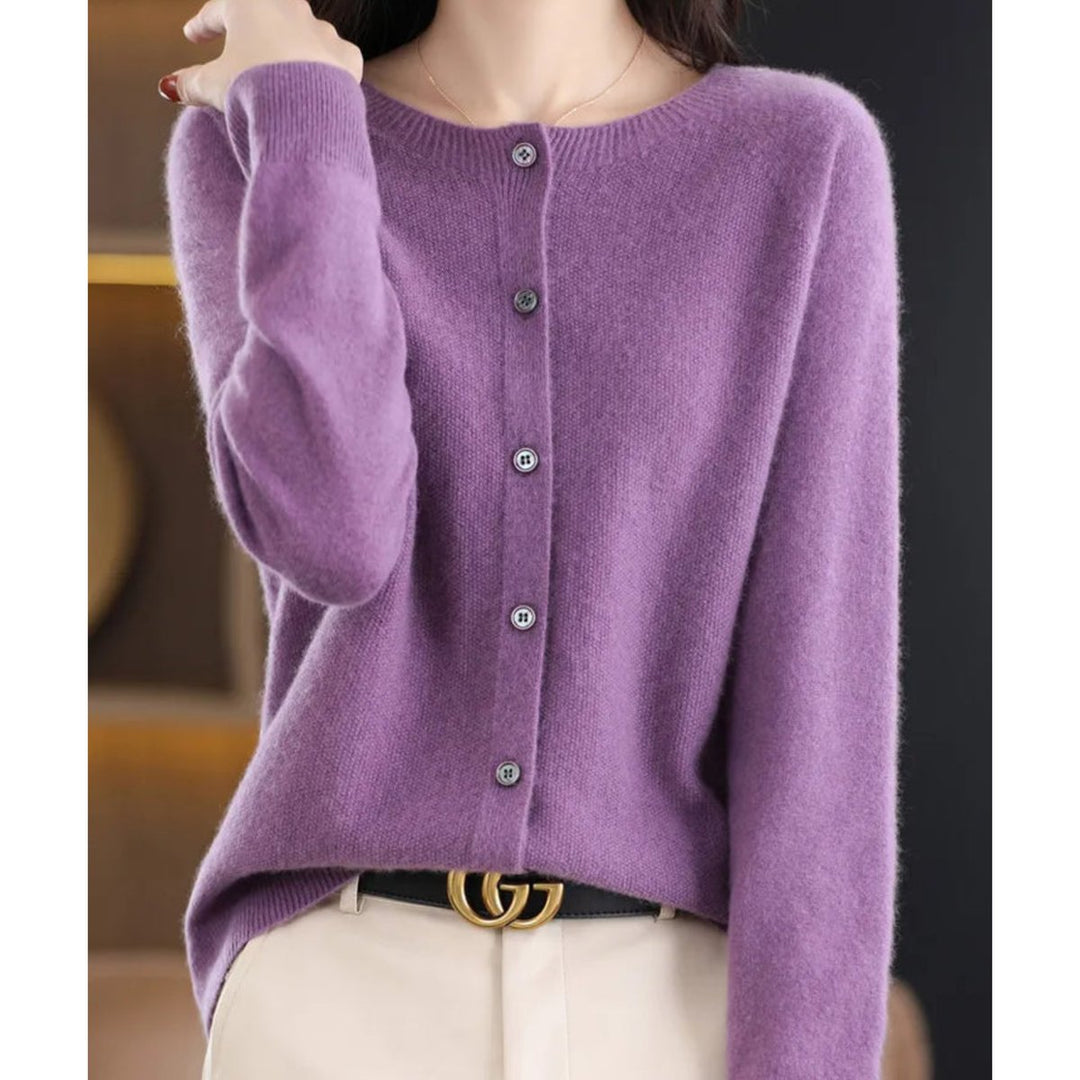 Women's Oversized Merino Wool Button-front Knit Cardigan - photo 9