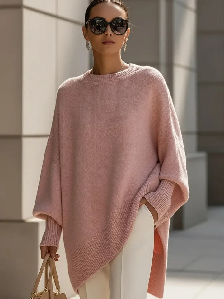 Women's Oversized Sweater with Asymmetrical Hem - photo 11