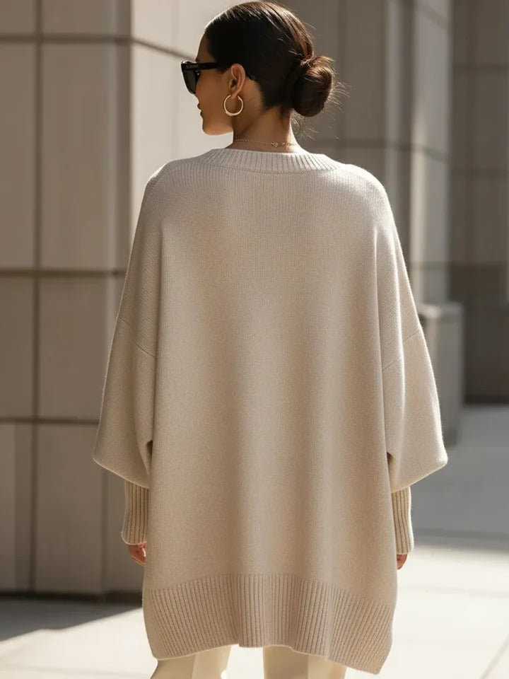 Women's Oversized Sweater with Asymmetrical Hem - photo 5