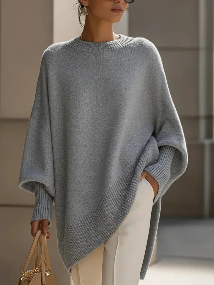Women's Oversized Sweater with Asymmetrical Hem - photo 6