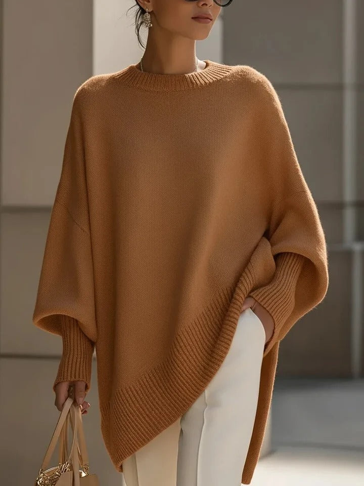 Women's Oversized Sweater with Asymmetrical Hem - photo 7