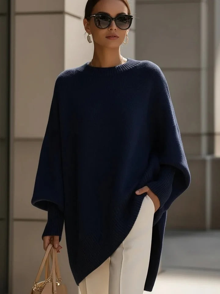 Women's Oversized Sweater with Asymmetrical Hem - photo 8