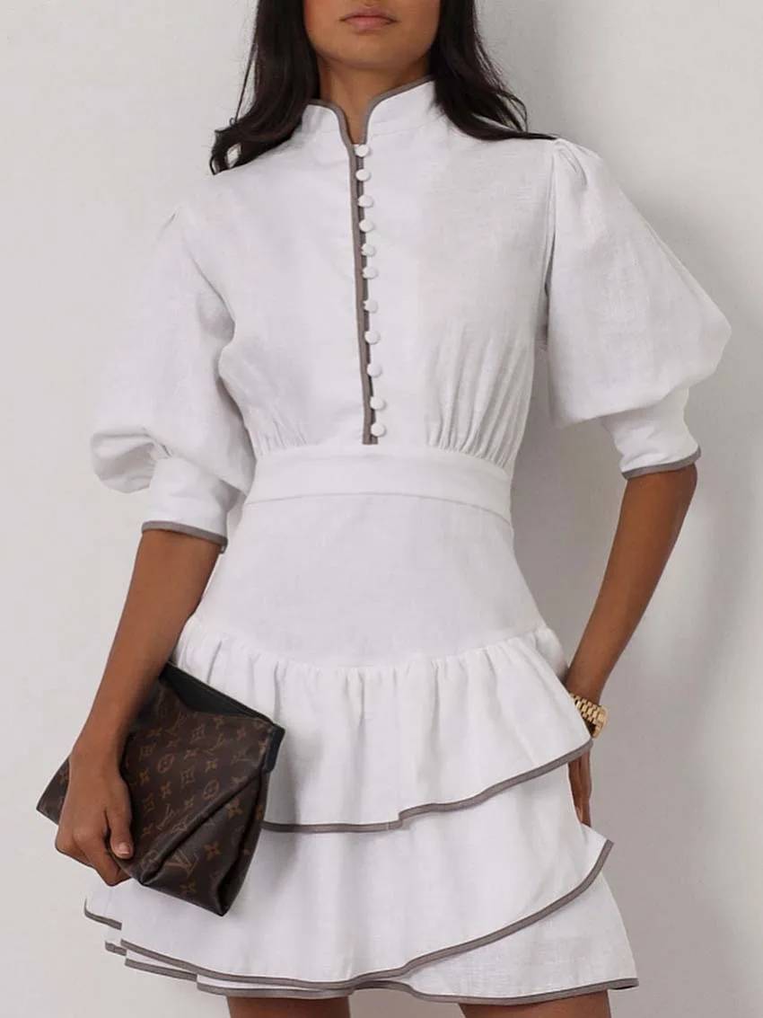 Women's Patchwork Print Roll Neck Mini Dress - photo 4