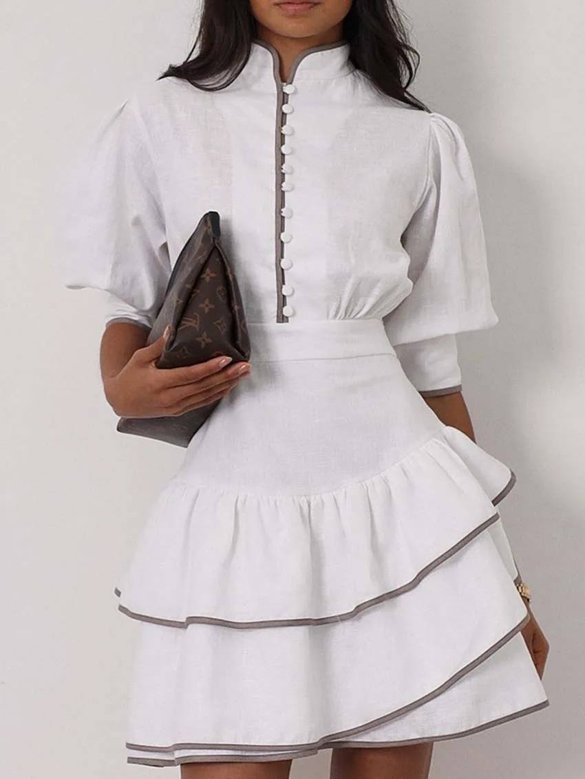 Women's Patchwork Print Roll Neck Mini Dress - photo 5
