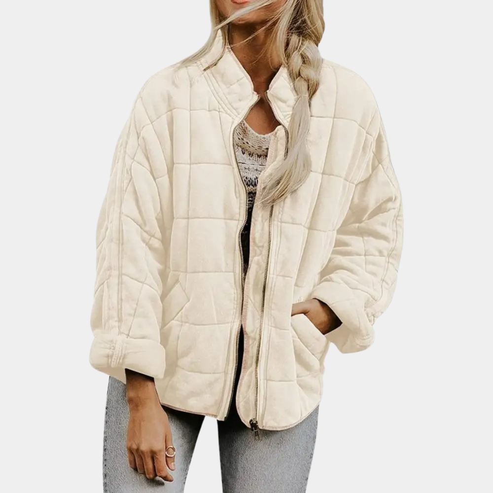 Women's Quilted Coat with Zip Front and Side Pockets - photo 1