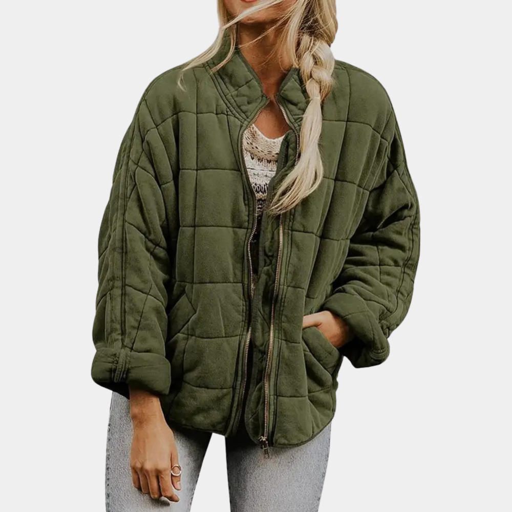Women's Quilted Coat with Zip Front and Side Pockets - photo 2