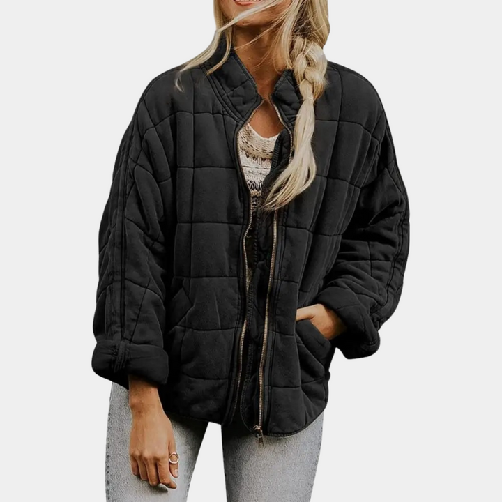 Women's Quilted Coat with Zip Front and Side Pockets - photo 3