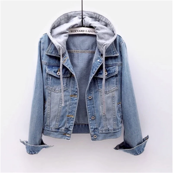 Women's Pocket Hooded Denim Jacket - photo 1