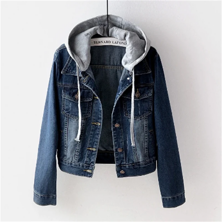 Women's Pocket Hooded Denim Jacket - photo 2