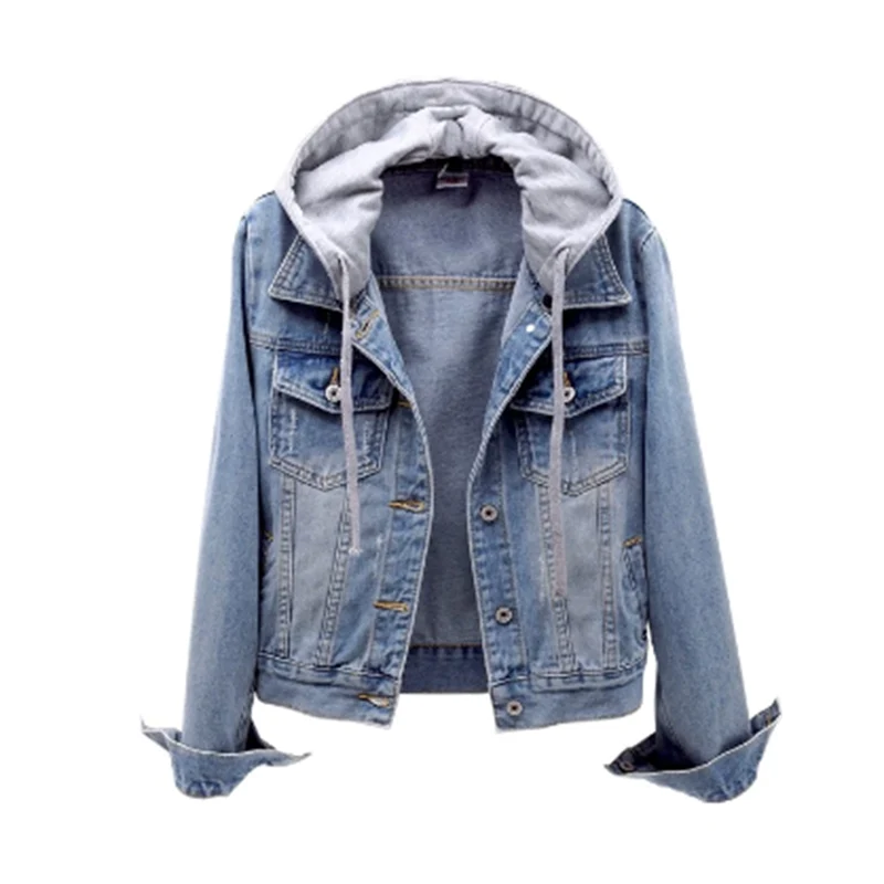 Women's Pocket Hooded Denim Jacket - photo 3