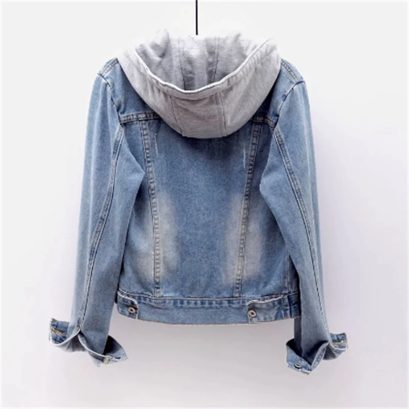 Women's Pocket Hooded Denim Jacket - photo 4