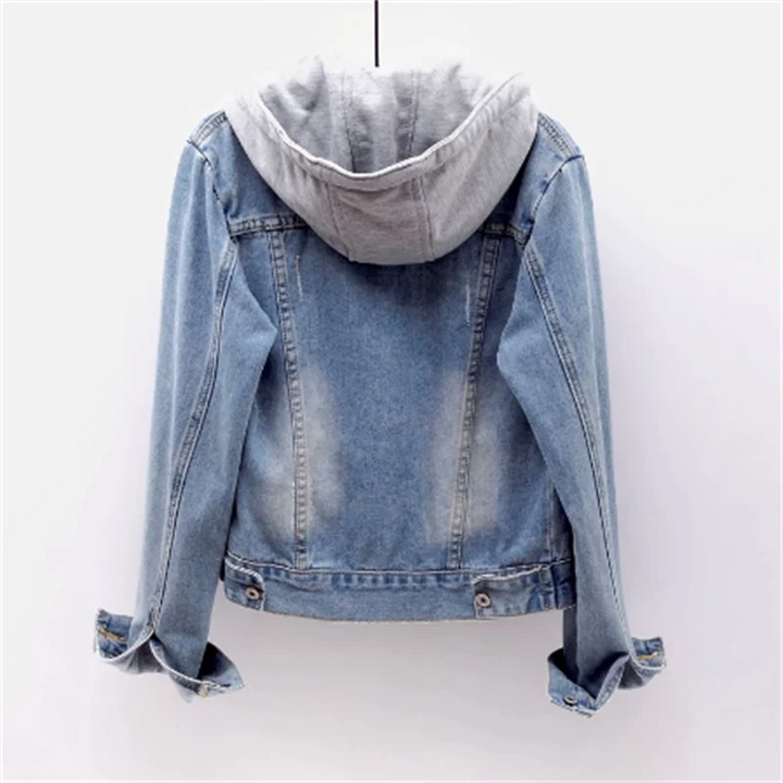 Women's Pocket Hooded Denim Jacket - photo 4