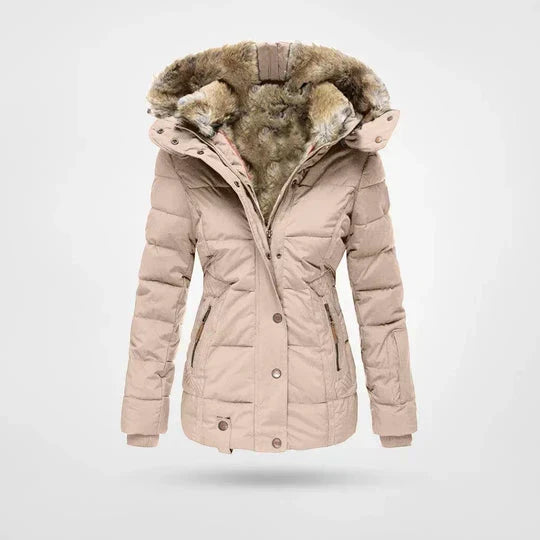 Women's Hooded Puffer Jacket with Faux Fur Trim - photo 2