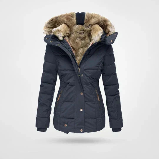 Women's Hooded Puffer Jacket with Faux Fur Trim - photo 3