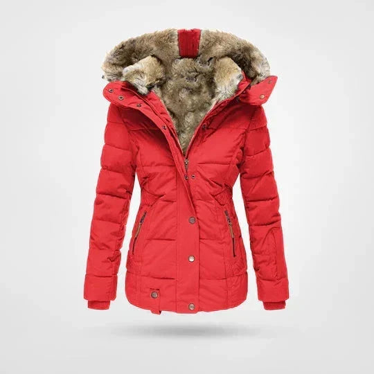 Women's Hooded Puffer Jacket with Faux Fur Trim - photo 5