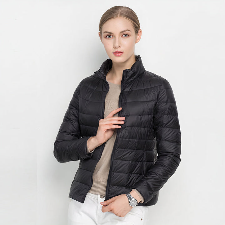 Women's Lightweight Padded Jacket with Stand Collar and Zip Front - photo 1