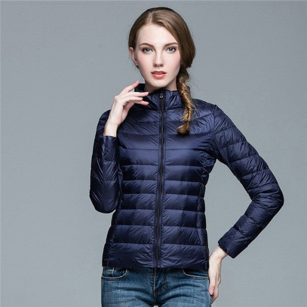 Women's Lightweight Padded Jacket with Stand Collar and Zip Front - photo 2
