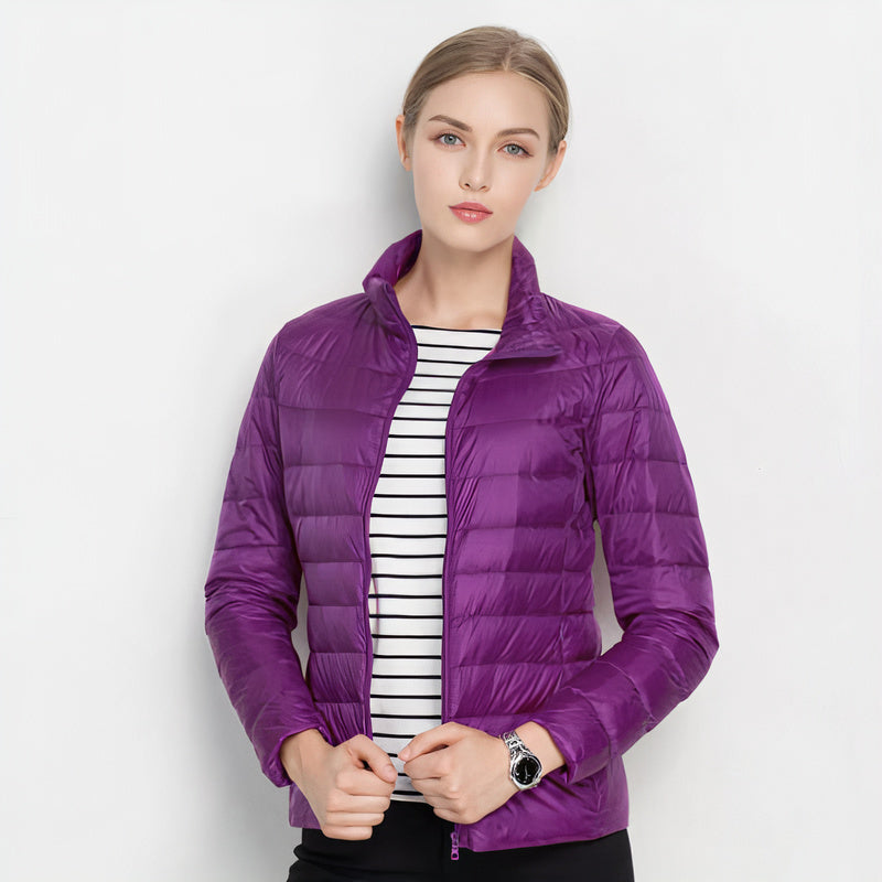 Women's Lightweight Padded Jacket with Stand Collar and Zip Front - photo 4