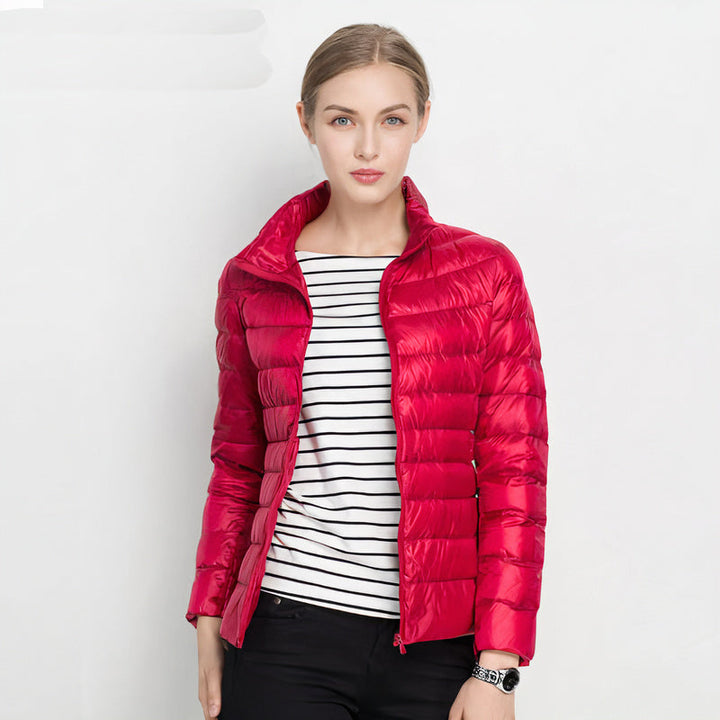Women's Lightweight Padded Jacket with Stand Collar and Zip Front - photo 5