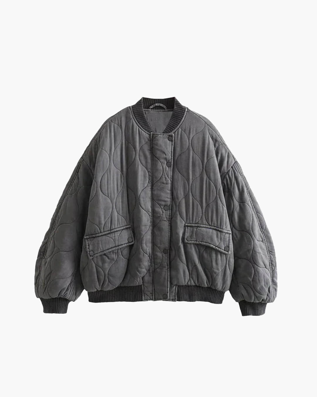 Women's Quilted Relaxed Bomber Jacket with Button Front - photo 4
