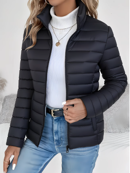 Women's Quilted Roll Neck Winter Jacket - photo 2