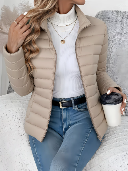 Women's Quilted Roll Neck Winter Jacket - photo 3