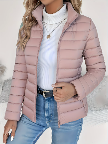 Women's Quilted Roll Neck Winter Jacket - photo 4