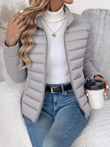 Women's Quilted Roll Neck Winter Jacket - photo 6