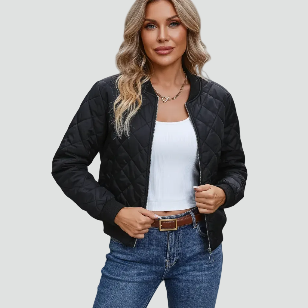 Women's Quilted Zip-Front Bomber Jacket - photo 3