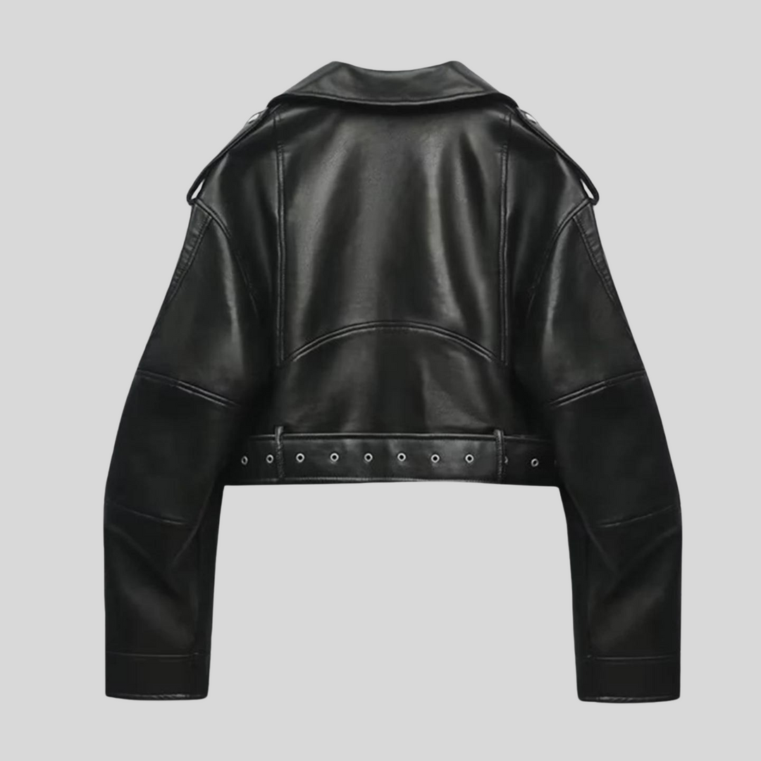 Women's Relaxed Asymmetric Biker Jacket with Zip Front - photo 4
