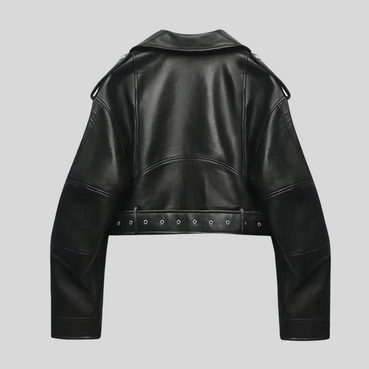 Women's Relaxed Asymmetric Biker Jacket with Zip Front - photo 4