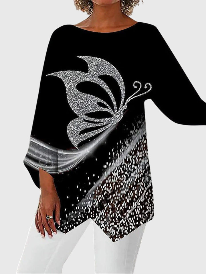 Women's Relaxed Asymmetric Top with Long Sleeves - photo 1