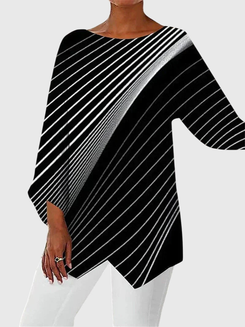 Women's Relaxed Asymmetric Top with Long Sleeves - photo 2