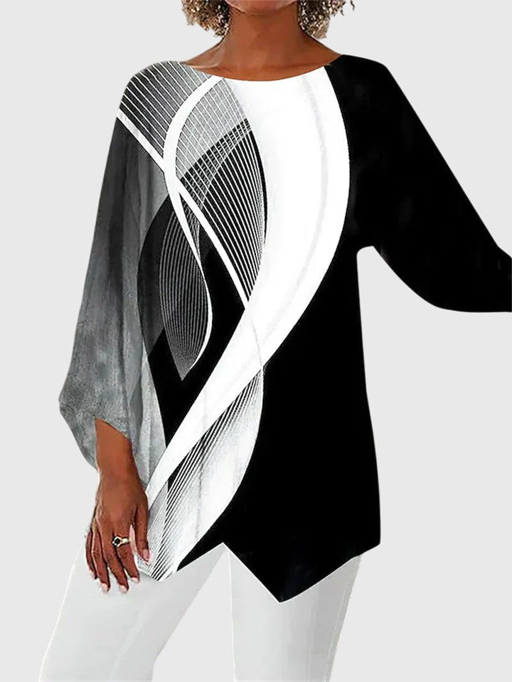 Women's Relaxed Asymmetric Top with Long Sleeves - photo 4