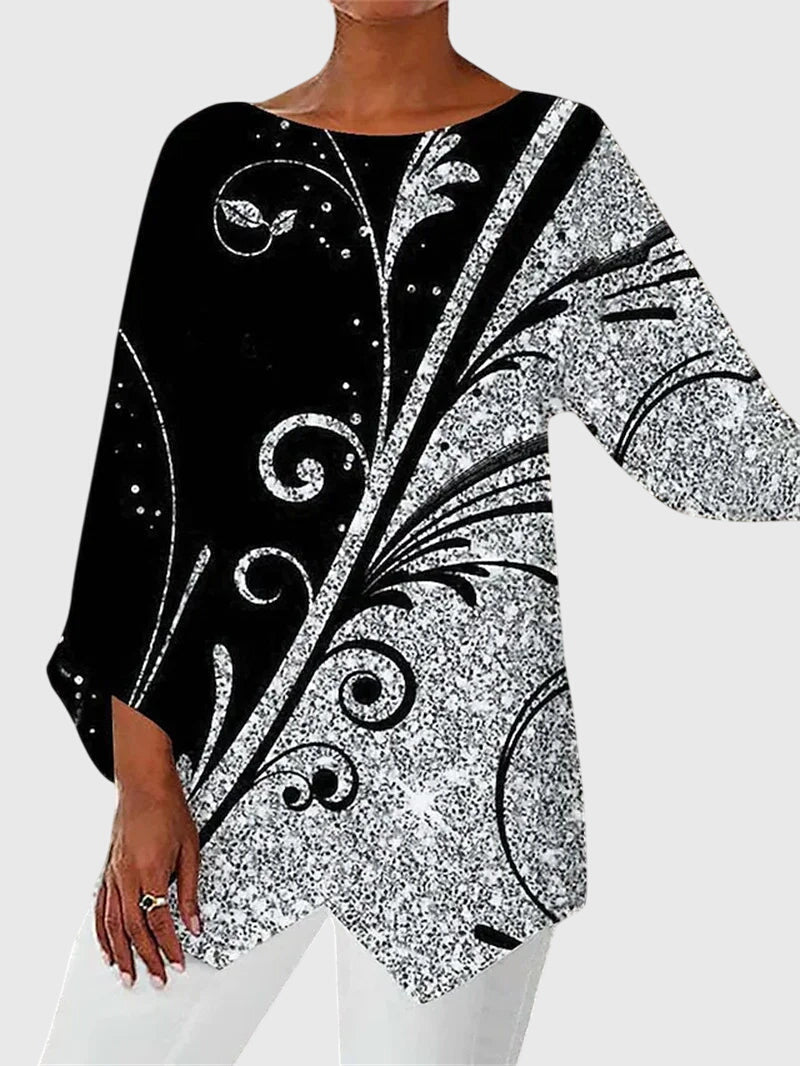 Women's Relaxed Asymmetric Top with Long Sleeves - photo 6