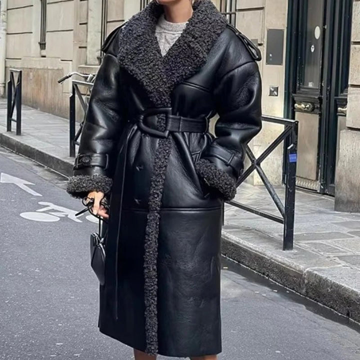 Women's Relaxed Belted Coat with Long Sleeves - photo 1
