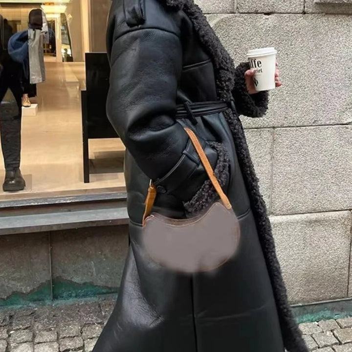 Women's Relaxed Belted Coat with Long Sleeves - photo 4