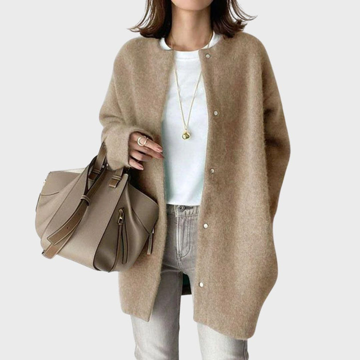 Women's Relaxed Button-Front Crew Neck Cardigan - photo 1