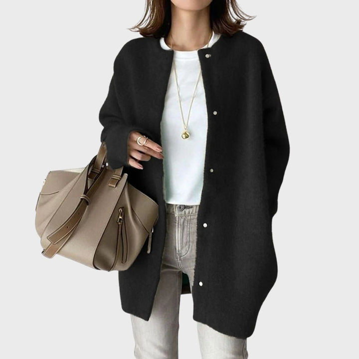 Women's Relaxed Button-Front Crew Neck Cardigan - photo 2