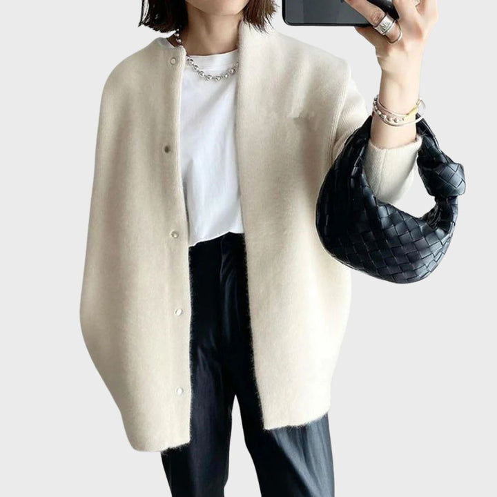 Women's Relaxed Button-Front Crew Neck Cardigan - photo 3