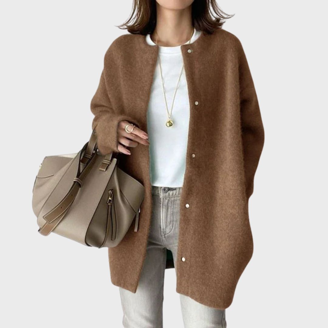 Women's Relaxed Button-Front Crew Neck Cardigan - photo 4
