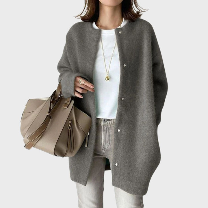 Women's Relaxed Button-Front Crew Neck Cardigan - photo 5