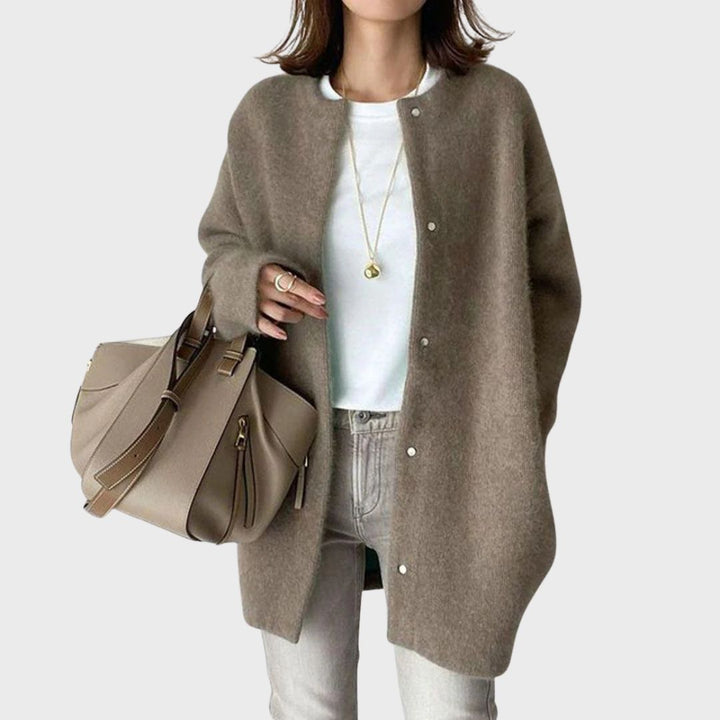 Women's Relaxed Button-Front Crew Neck Cardigan - photo 6